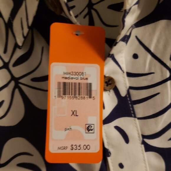 🎉HostPick Margaritaville Men's Hawaiian Blue White Floral Short Sleeve Shirt XL - Picture 7 of 8